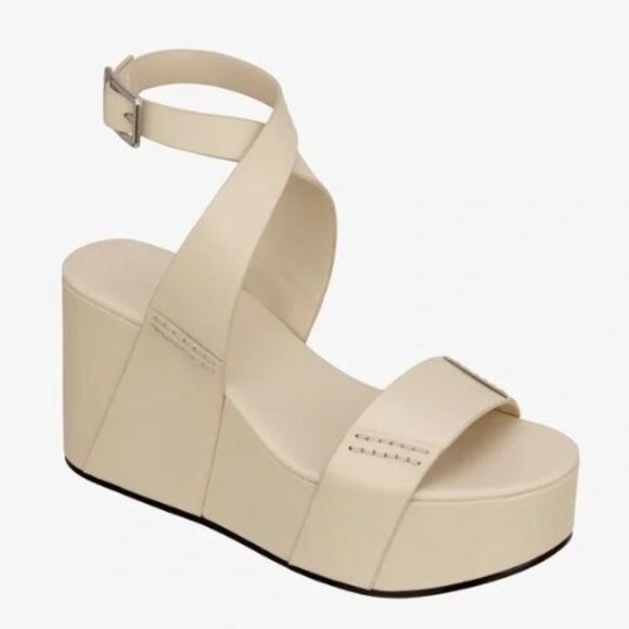 Zara SRPLS Collection NEW Women's Size 6.5 37 Cream Platform Leather Sandals - Picture 3 of 16